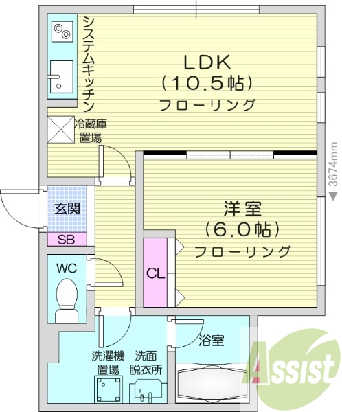 1LDK、バストイレ別、トランクルーム、オートロック