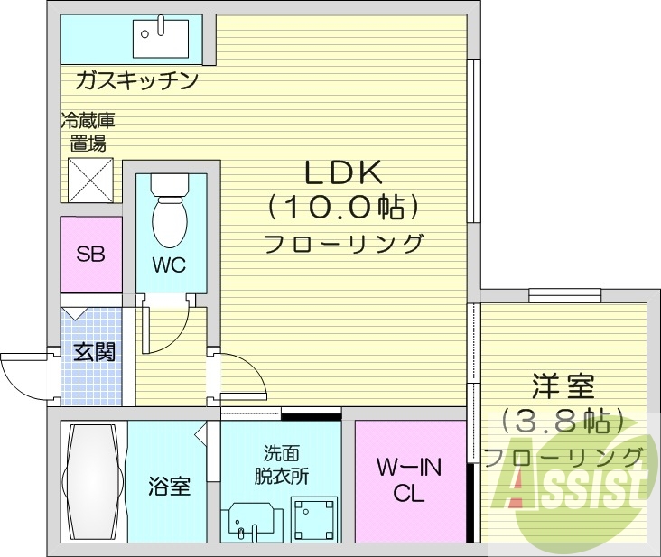 1LDK、エアコン、灯油暖房、ネット無料