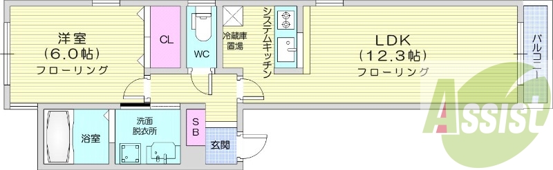 1LDK、ネット無料、角部屋、独立洗面台