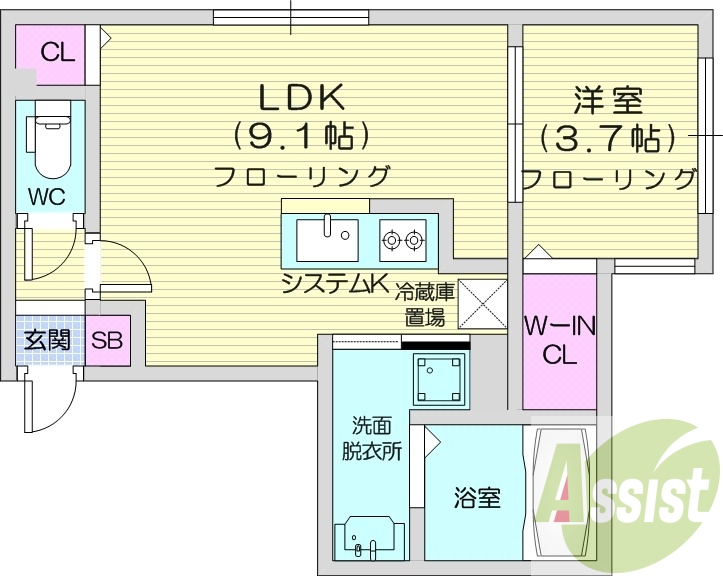 1LDK、エアコン、灯油暖房、ペット相談可