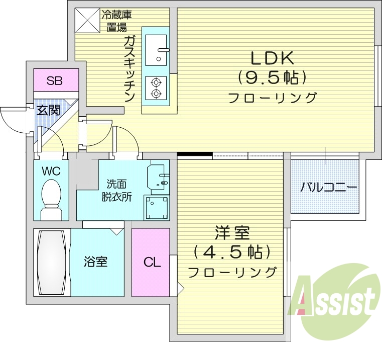 1LDK、オートロック、エアコン、エレベーター
