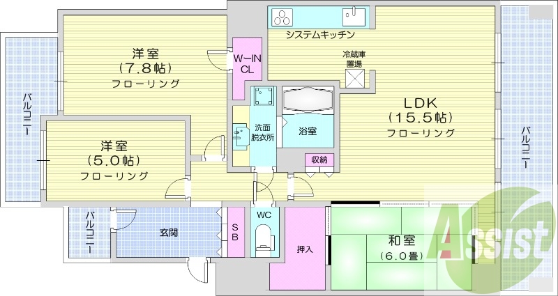 3LDK、灯油給湯、システムキッチン、オートロック