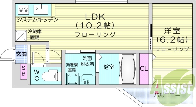 1LDK、システムキッチン、オートロック、エアコン