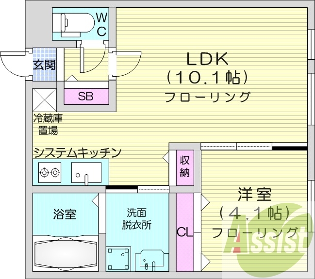 1LDK、エアコン、ネット無料、温水洗浄便座