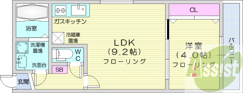 1LDK、ネット無料、エアコン、浴室乾燥、灯油暖房