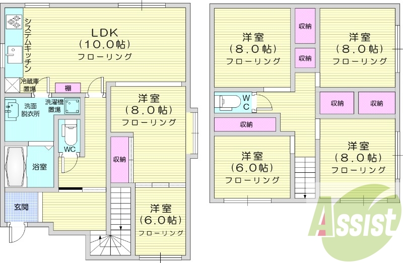 6LDK、システムキッチン、エアコン、灯油給湯、灯油暖房