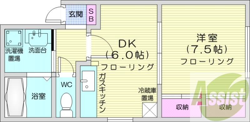 1DK、インターネット無料、灯油FF暖房、バストイレ別