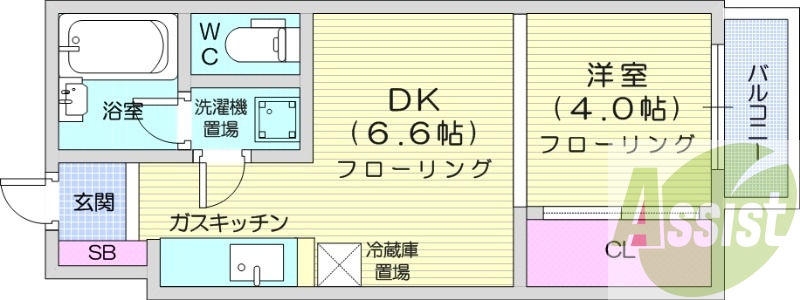 1DK、収納、バルコニー、洗面台、ネット使用料不要