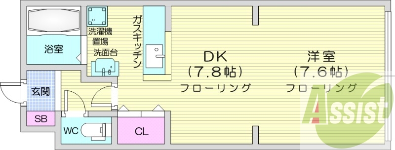 1DK、灯油暖房、ネット使用料不要、シャンプードレッサー