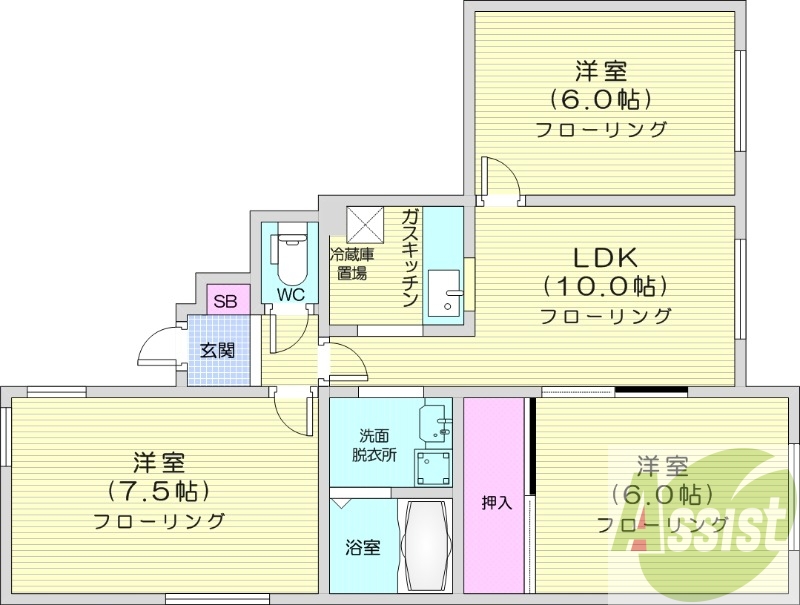3LDK、灯油暖房、トランクルーム、温水洗浄便座
