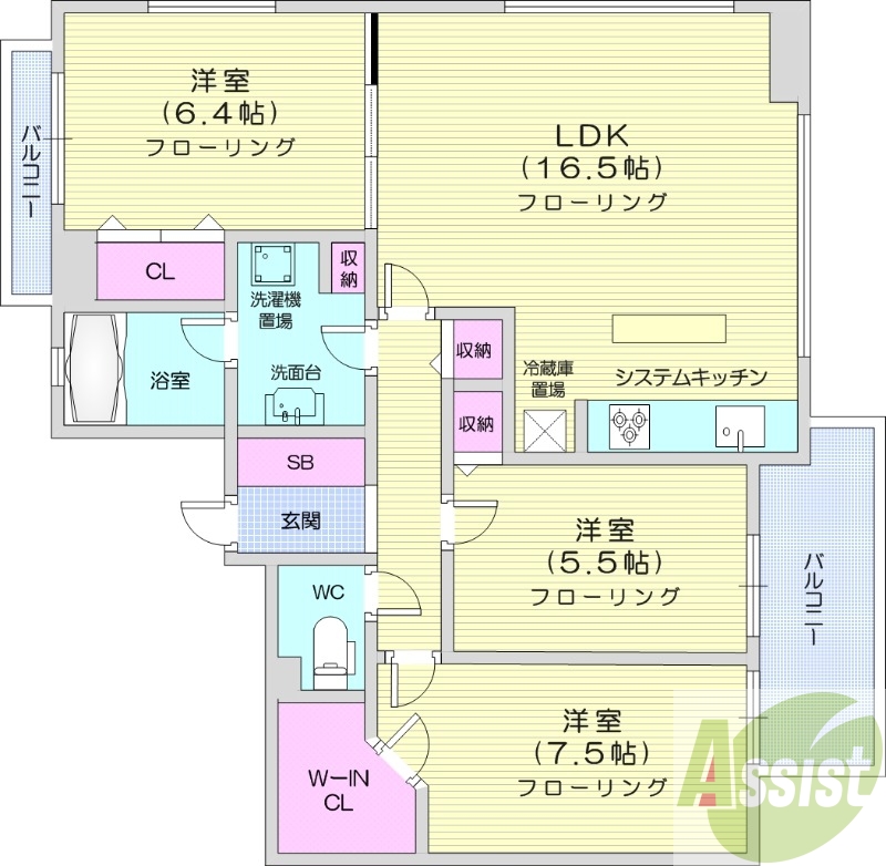 都市ガス、システムキッチン、浴室乾燥機、食洗器