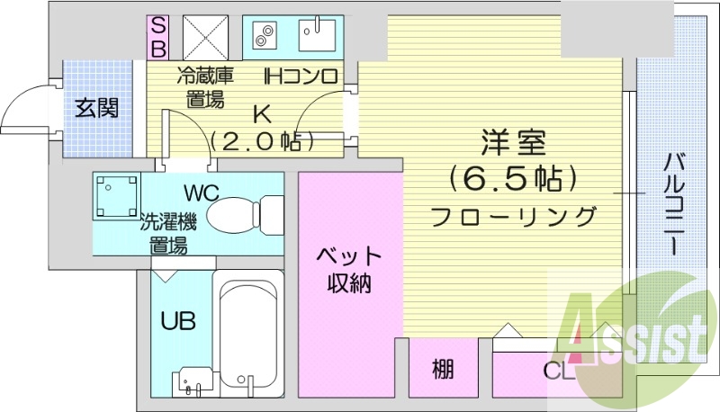 1K、クローゼット、シューズボックス、バス・トイレ別