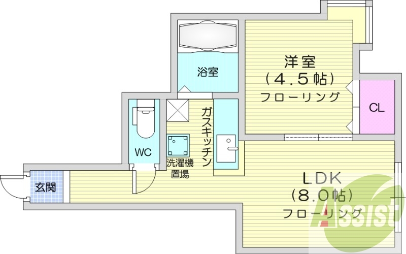 1LDK、エアコン、ネット使用料不要、バストイレ別