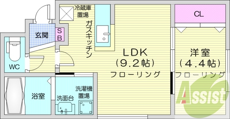 1LDK、エアコン、独立洗面台、灯油暖房、シャワートイレ