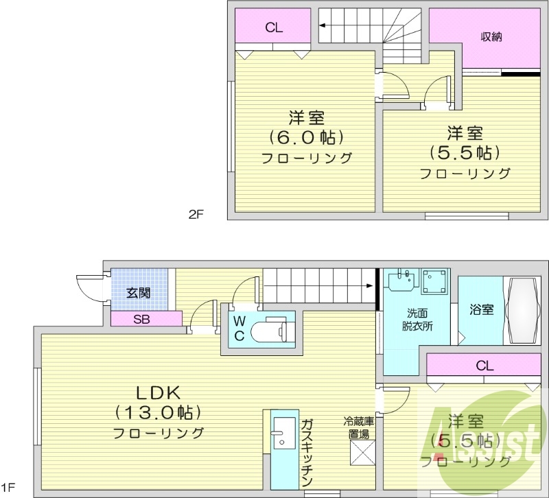 3LDK、灯油給湯、ウォークインクローゼット