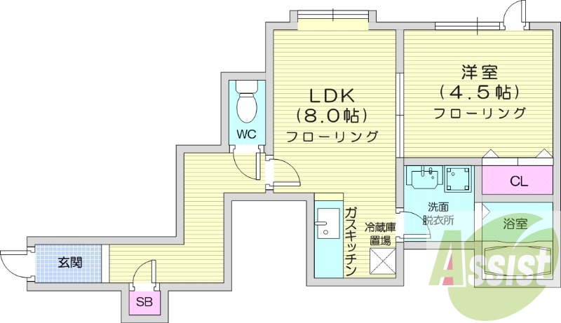 1LDK、シャンプードレッサー、モニタ付インターホン