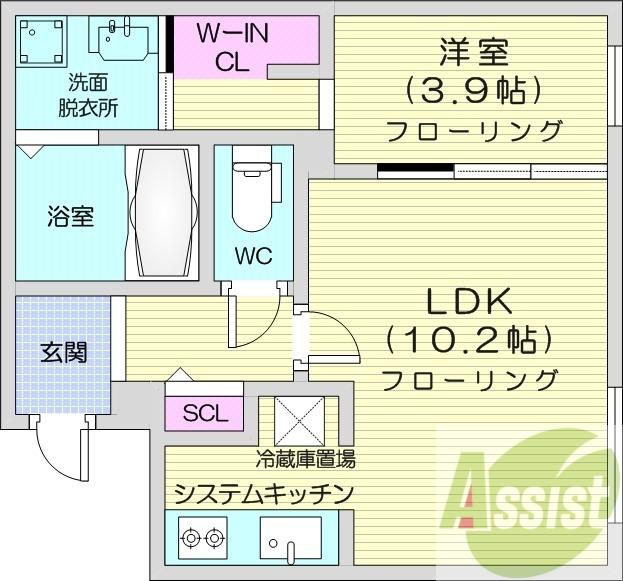 1LDK、浴室乾燥機、エアコン、インターネット無料