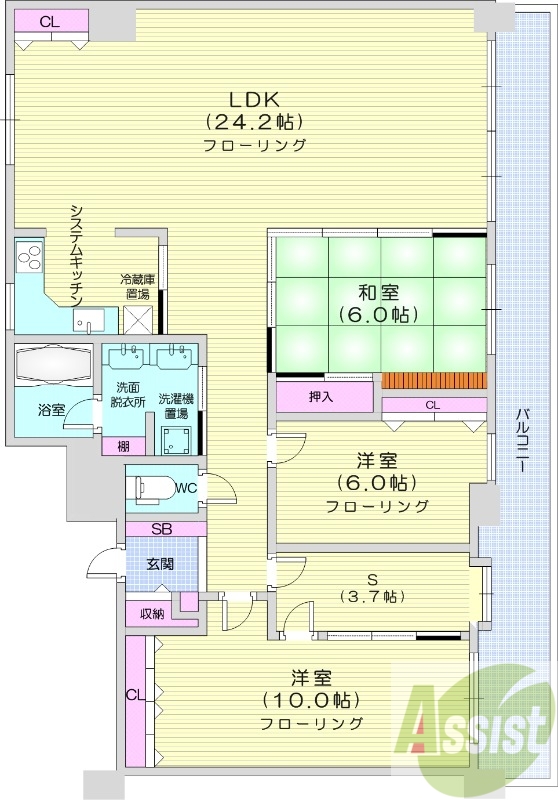 3LDKS、オートロック、ペット可、ネット無料