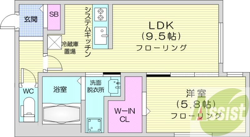 1LDK、エアコン、都市ガス、追い焚き