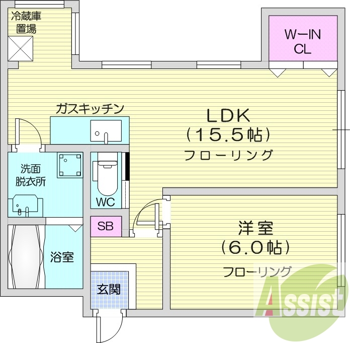 1LDK、独立洗面台、シャワートイレ、ネット使用料不要