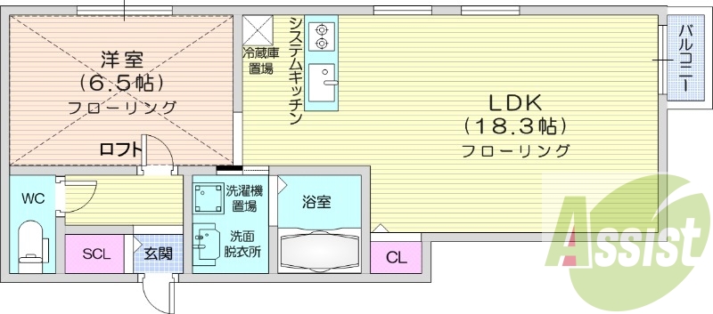 1LDK、都市ガス、エアコン、システムキッチン、ネット無料