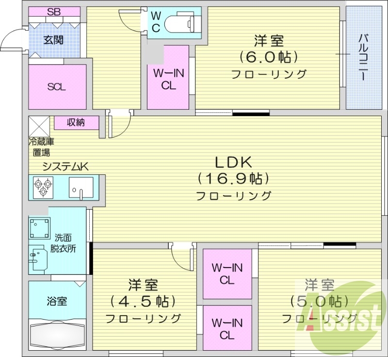 3ＬＤＫ、エアコン、都市ガス、追い焚き、ネット無料