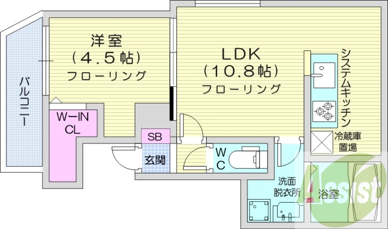 1LDK、都市ガス、エアコン、浴室乾燥機、追い焚き