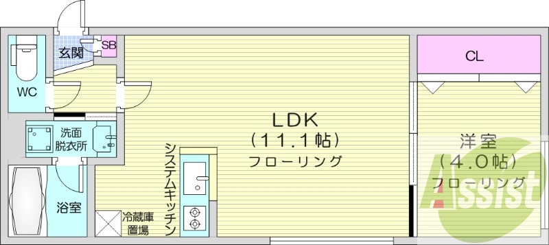 1LDK、エアコン、都市ガス、ペット飼育可