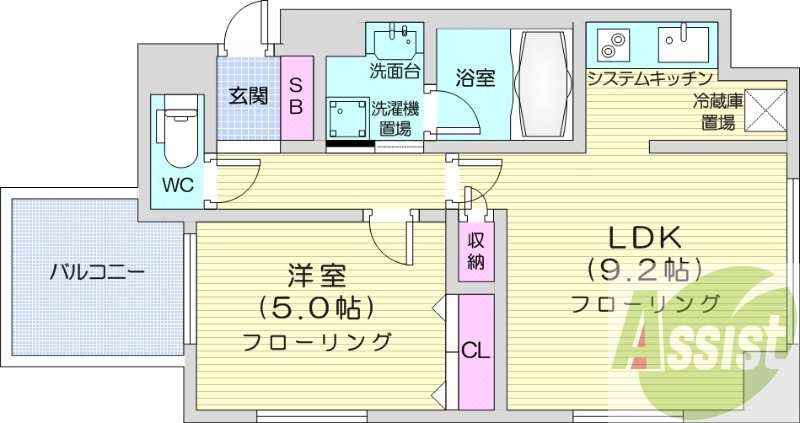 1LDK、収納、洗濯機置場、暖房設備、オール電化