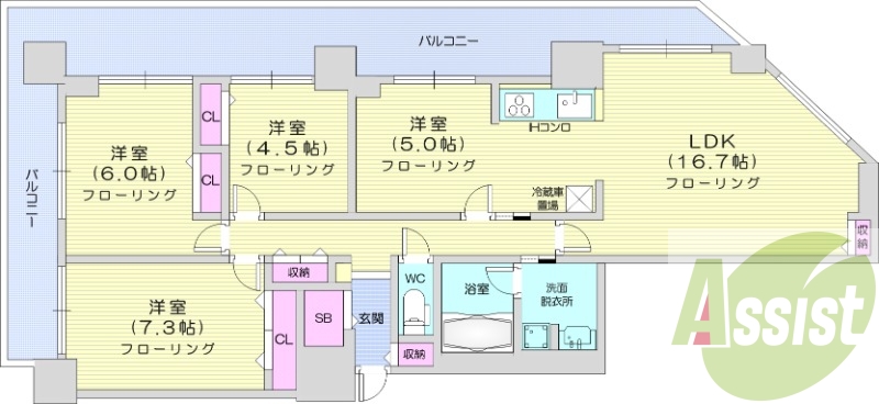4LDK、追い焚き、浴室乾燥機、都市ガス