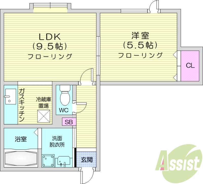 1LDK、トランクルーム、独立洗面台、エアコン