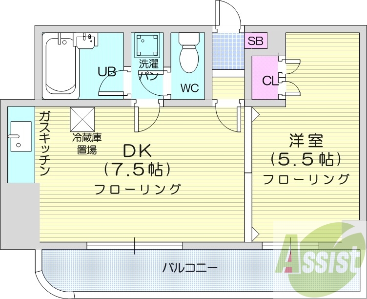 1LDK、バルコニー、暖房便座、シューズボックス