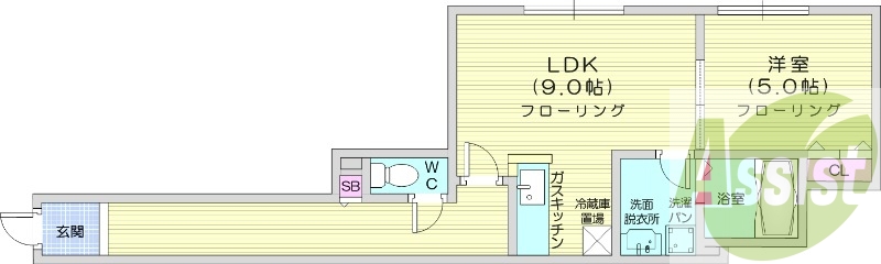 1LDK、Wi-Fi無料、シャンプードッレサー