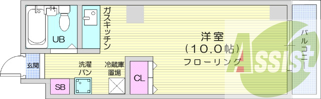 1R、モニターホン、都市ガス、ガス暖房、エアコン