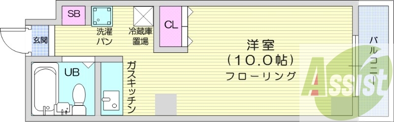 1K、モニタ付インターホン、都市ガス、ガス暖房