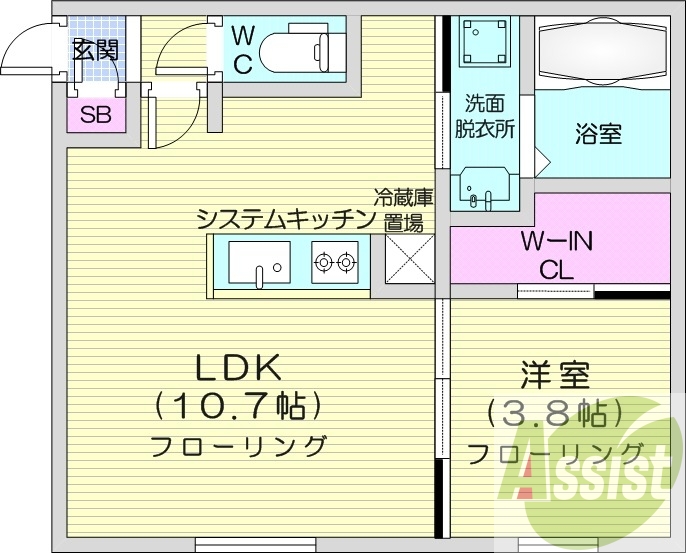 1LDK、エアコン、都市ガス、ペット飼育可能