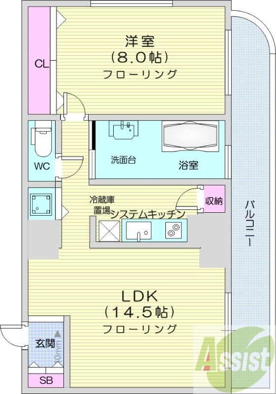 1LDK、クローゼット、灯油給湯・灯油暖房、シューズボックス