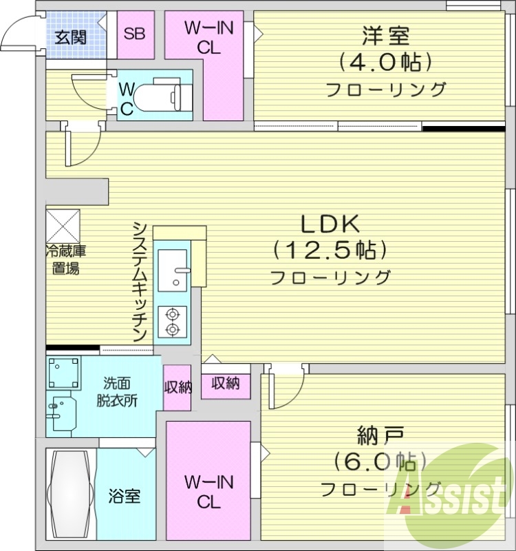 2LDK、都市ガス、エアコン、ネット使用料不要