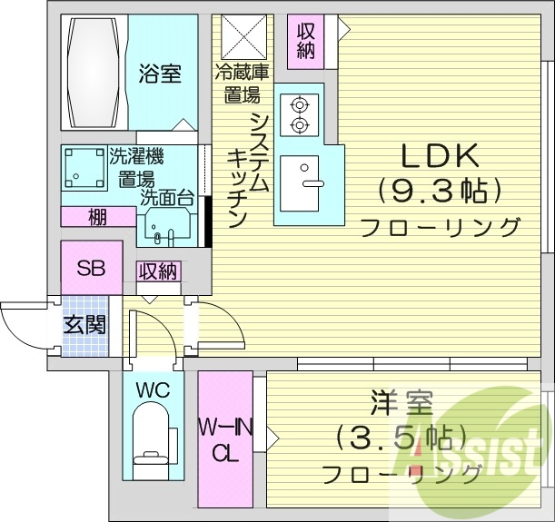 1LDK、都市ガス、エアコン、ネット使用料不要