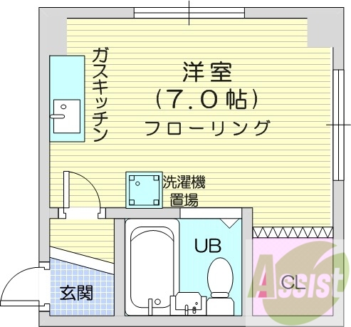ワンルーム、インターネット利用可、暖房器具有