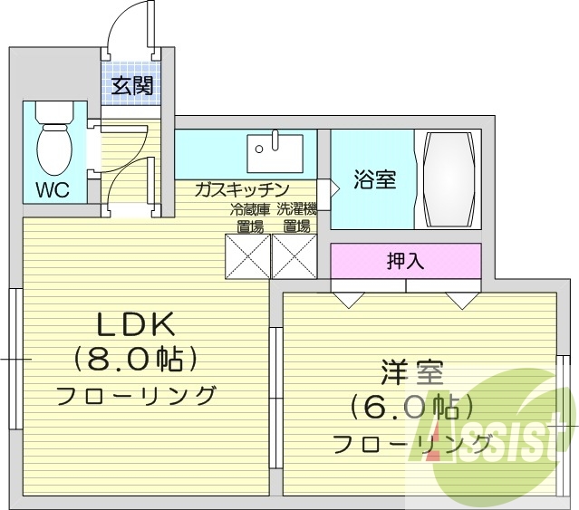 1LDK、最上階、角部屋、灯油暖房、収納
