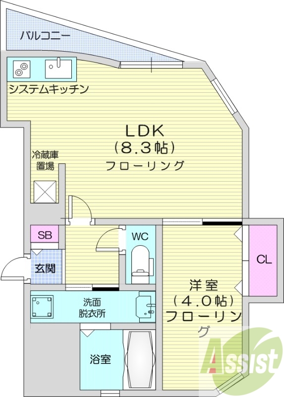 1LDK、エアコン、都市ガス、エレベーター