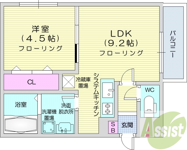 1LDK、エアコン、都市ガス、ネット使用料不要