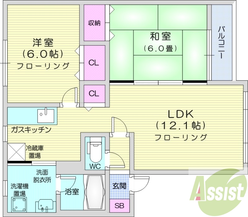 2LDK、ロードヒーティング、カメラ付きインターホン