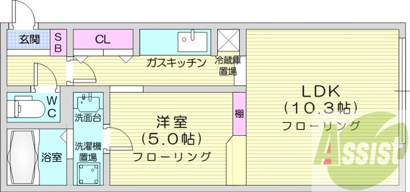 1LDK、エアコン、オートロック、シャワートイレ