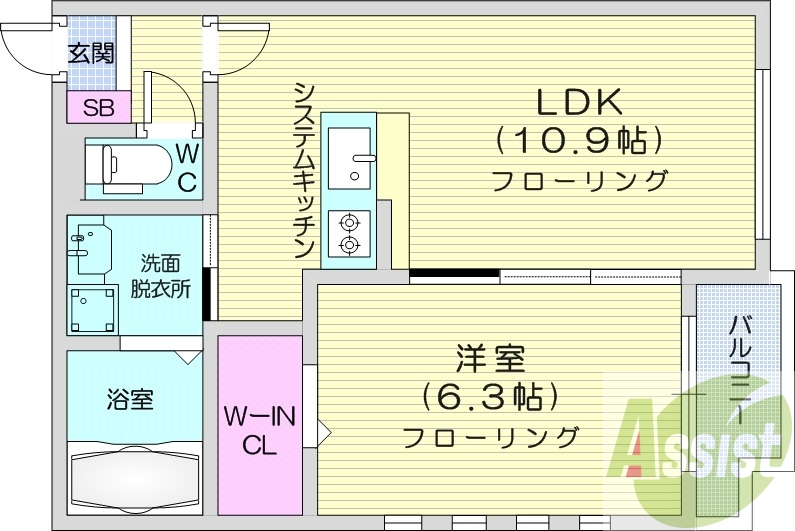 1LDK、エアコン、ウォークインクローゼット