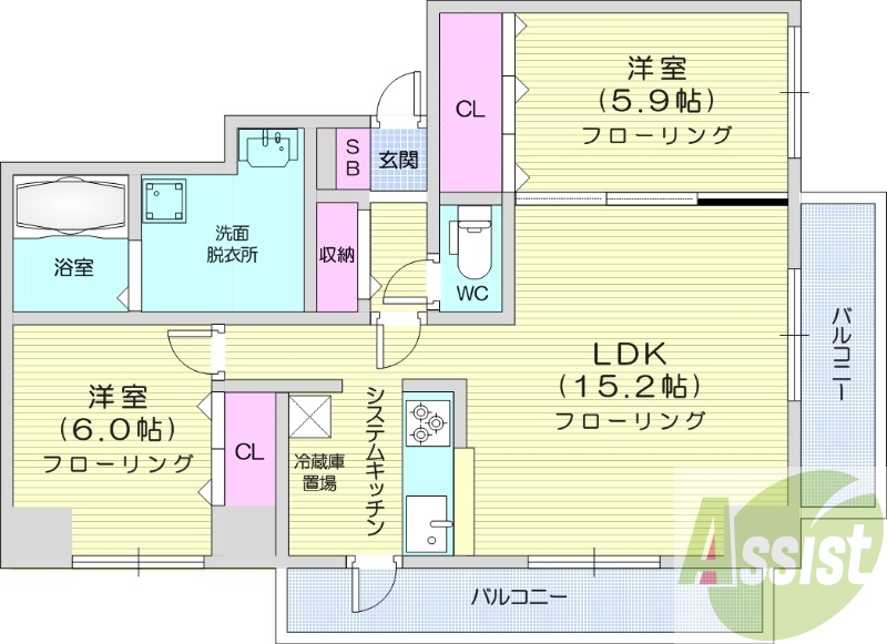 2LDK、エアコン、ペット可、追い焚き、トランクルーム