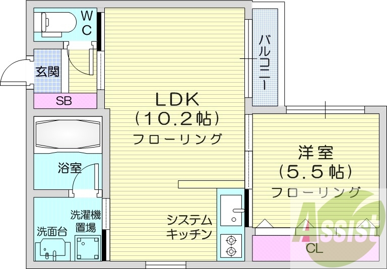 1LDK、エアコン、ペット相談、モニタ付インターホン