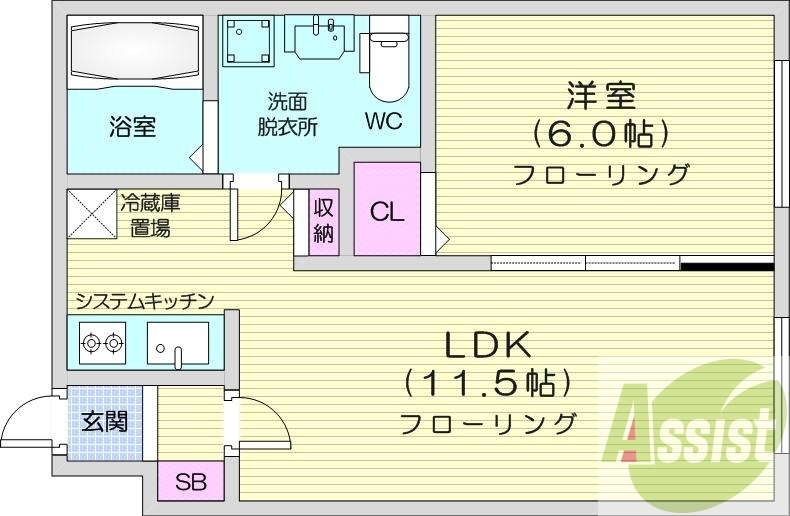 1LDK、システムキッチン、ネット無料、ペット可