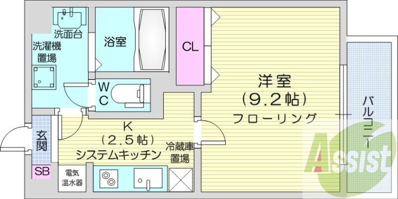 1K、オール電化、オートロック、TVモニターホン